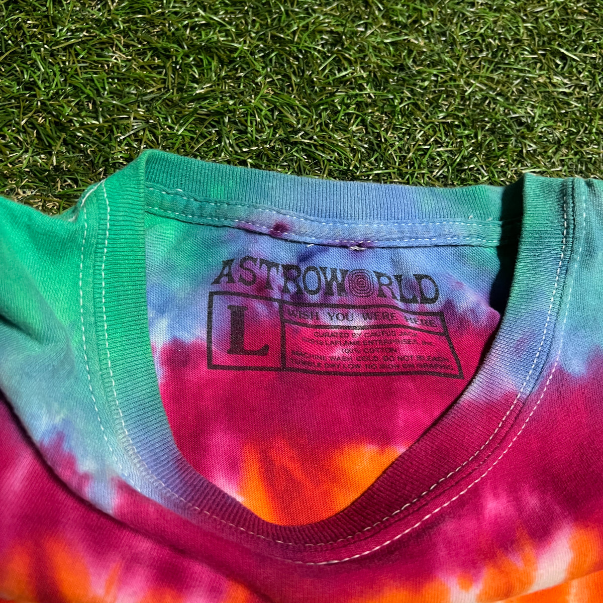 Travis Scott Astroworld Earth Rollercoaster Tie Dye Tee Size Large USED x13350