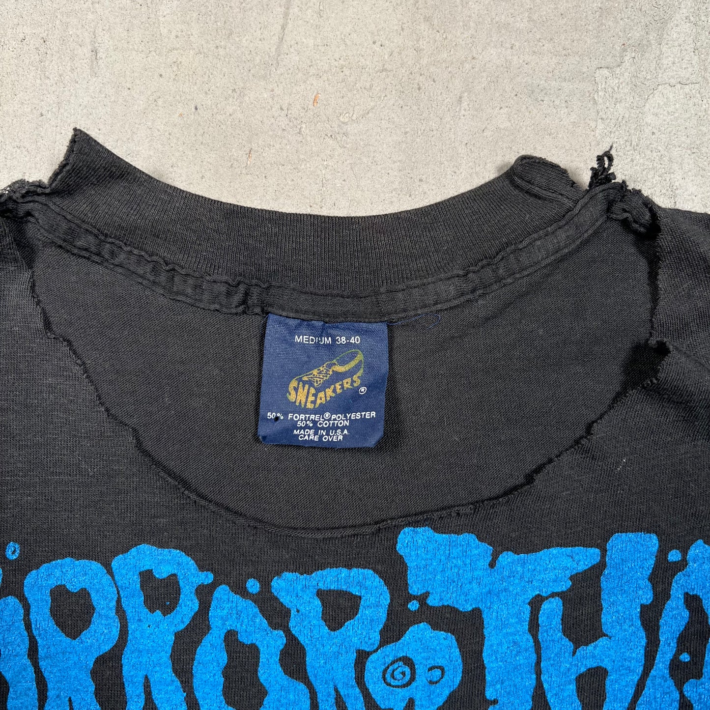 1991 Horrorthon Black Tee Thrashed Size Medium USED v19446