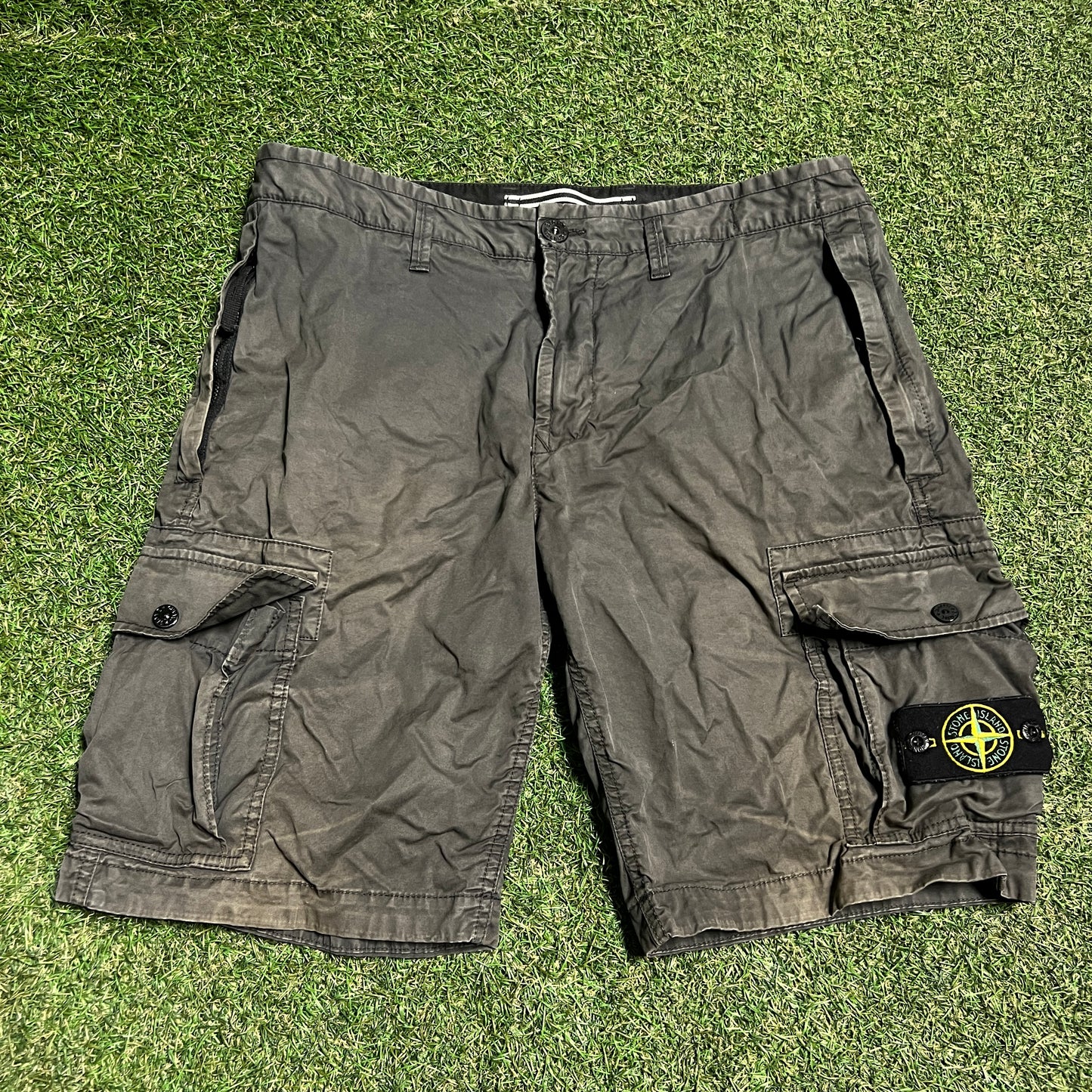 Stone Island Washed Black Cargo Shorts Size 34 USED x14060