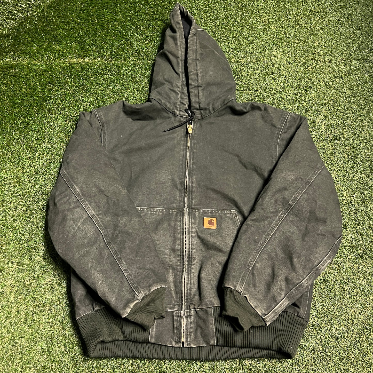 Y2K Carhartt Dark Green Work Jacket Size Large USED v16446