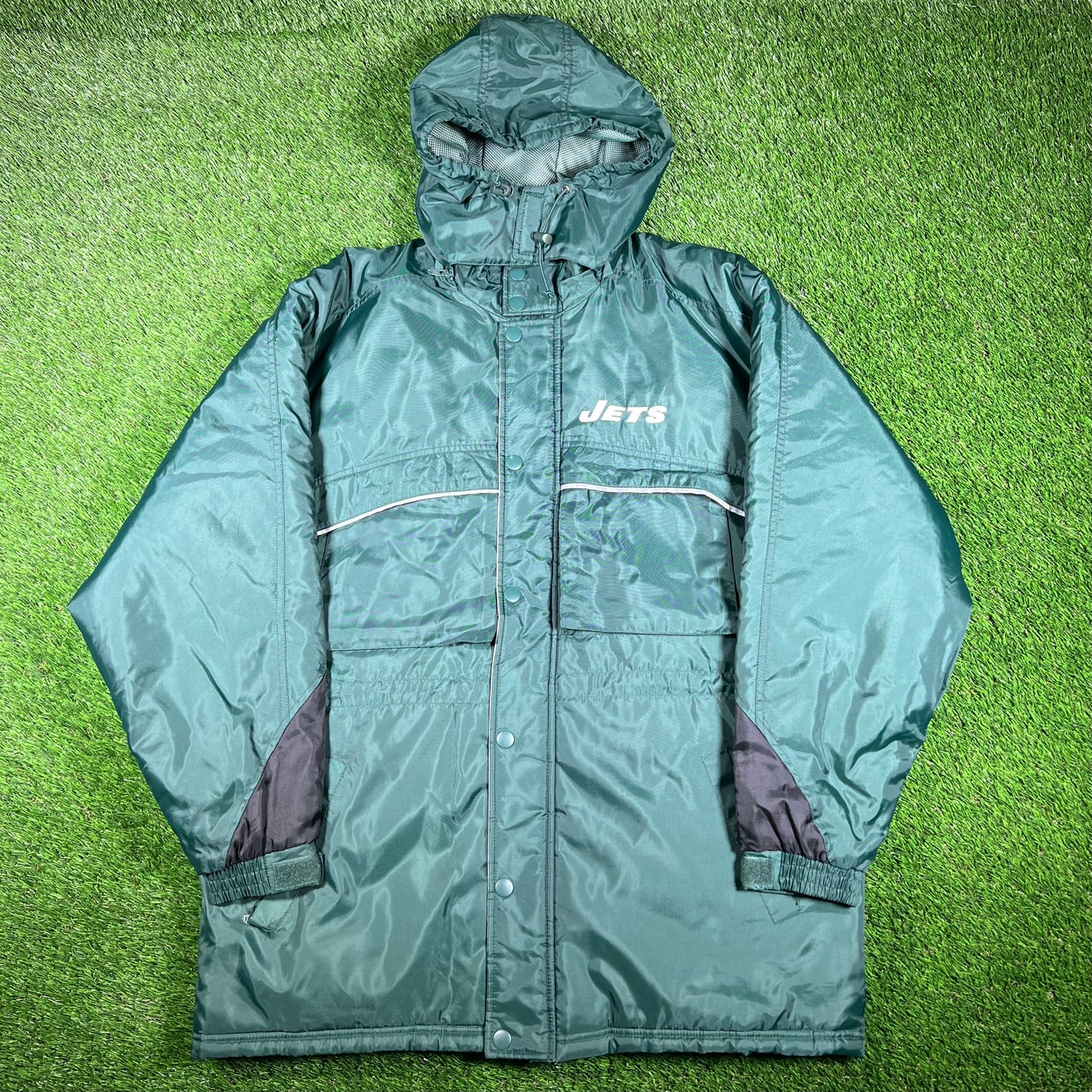 2010s Jets Chest Logo NY Back Logo Green Coach Jacket Size Large USED v16987