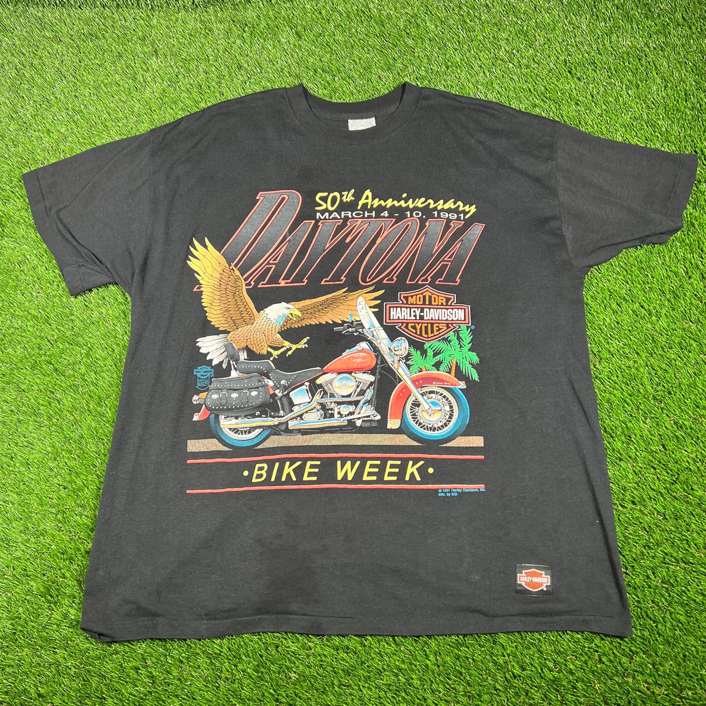1991 Harkey Davidson Black 50th Anniversay Daytona Tee Size XXL USED v16845