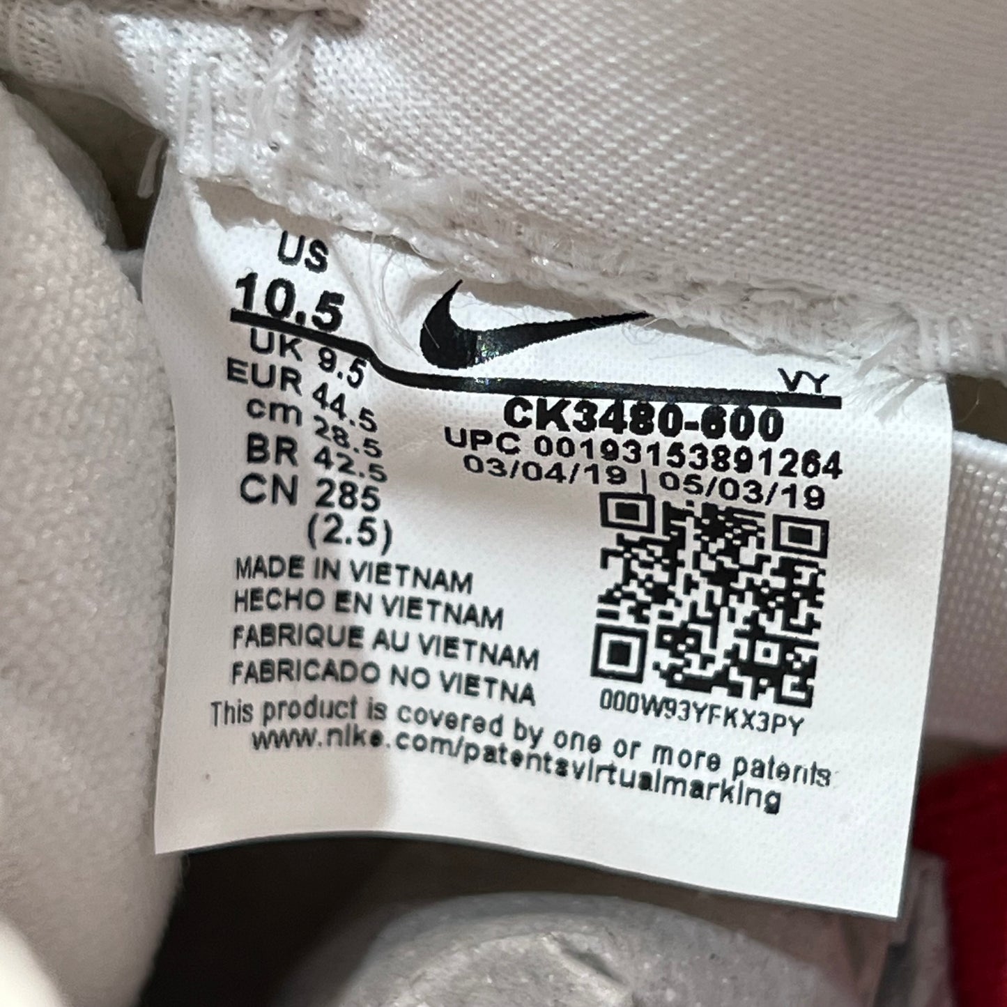 Nike SB Dunk Low Supreme Varsity Red (2019) Size 10.5 NEW s19006