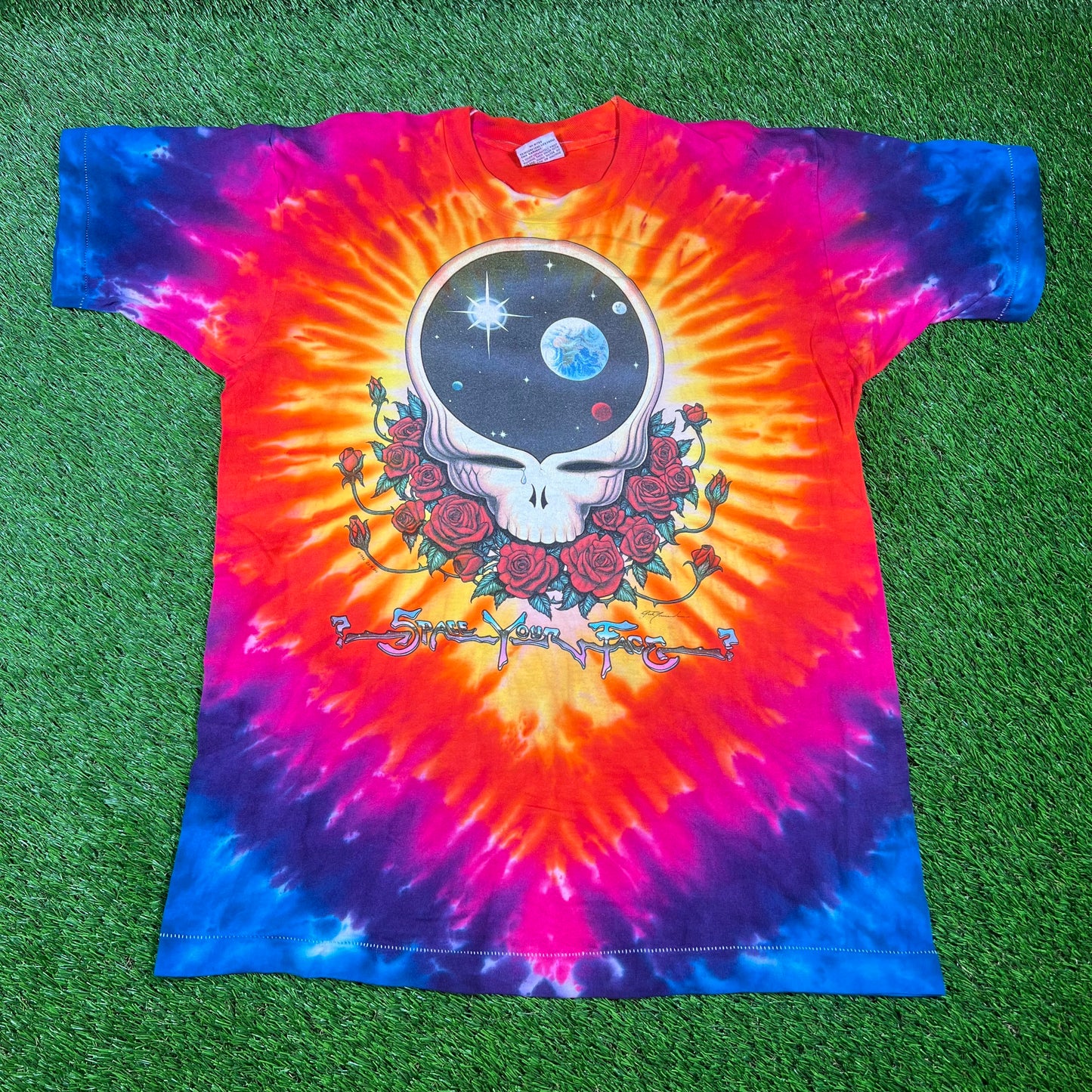 1992 Grateful Dead Space Your Face Tie Dye Tour Tee Size Large USED v16555