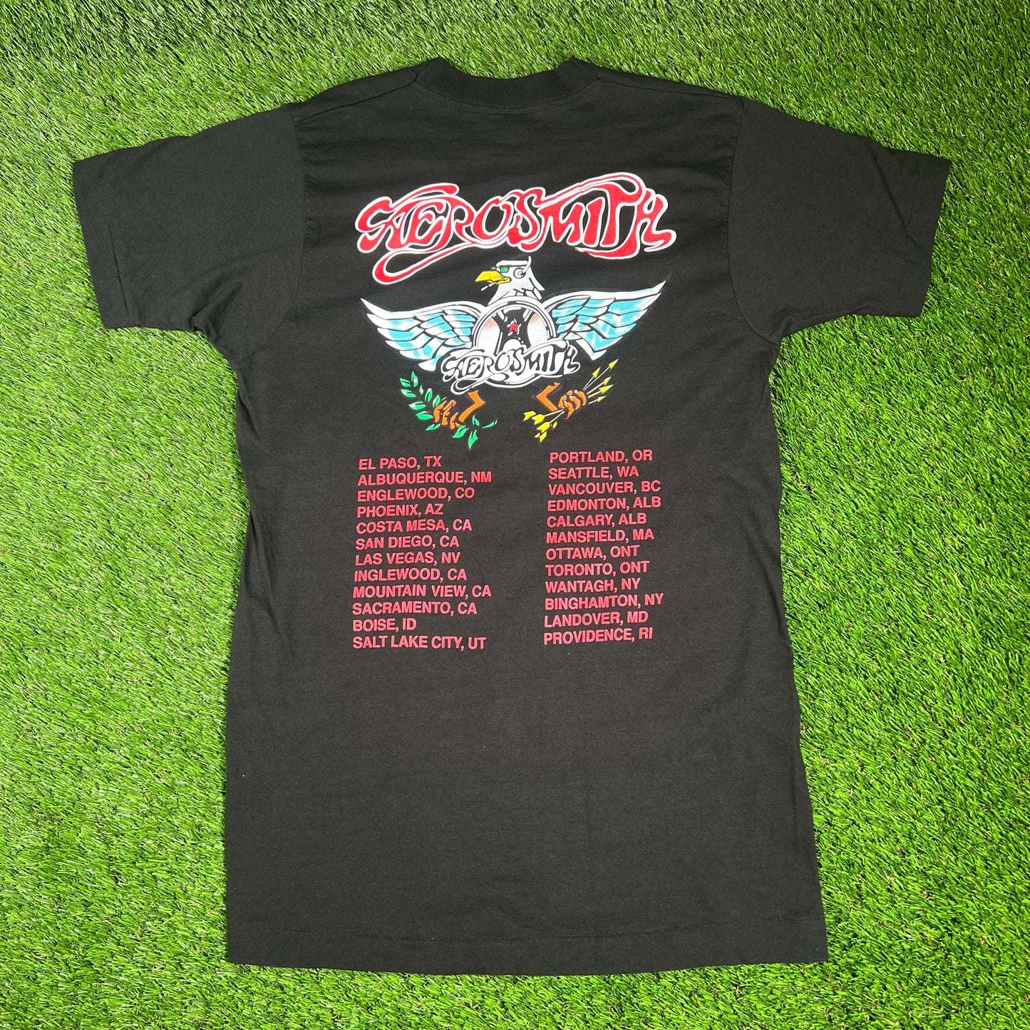 1993 Aerosmith Aero Force One Tour Black Tee Size Large USED v16633