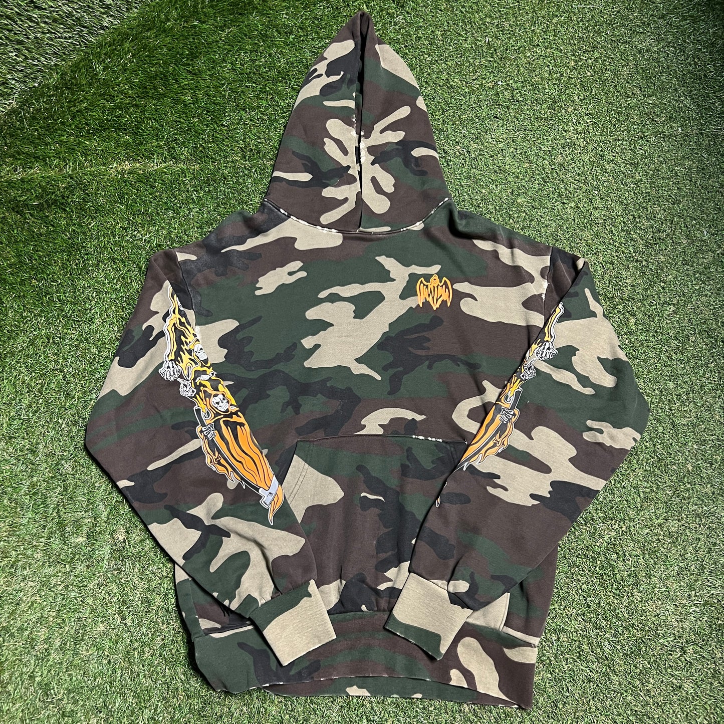Warren Lotas Orange Reaper Camo Hoodie Size Small USED x14152