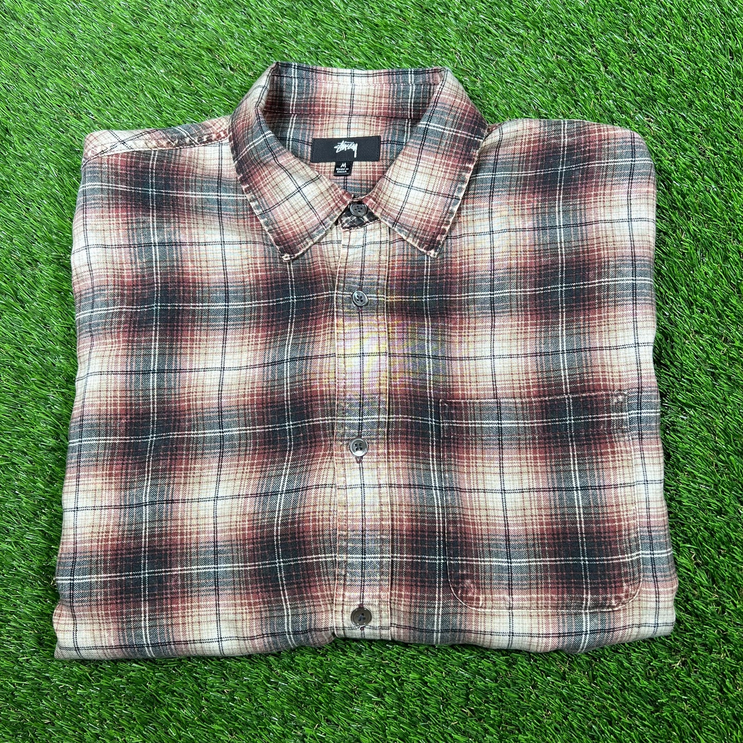 Stussy June Plaid Shirt Size Medium USED x14785