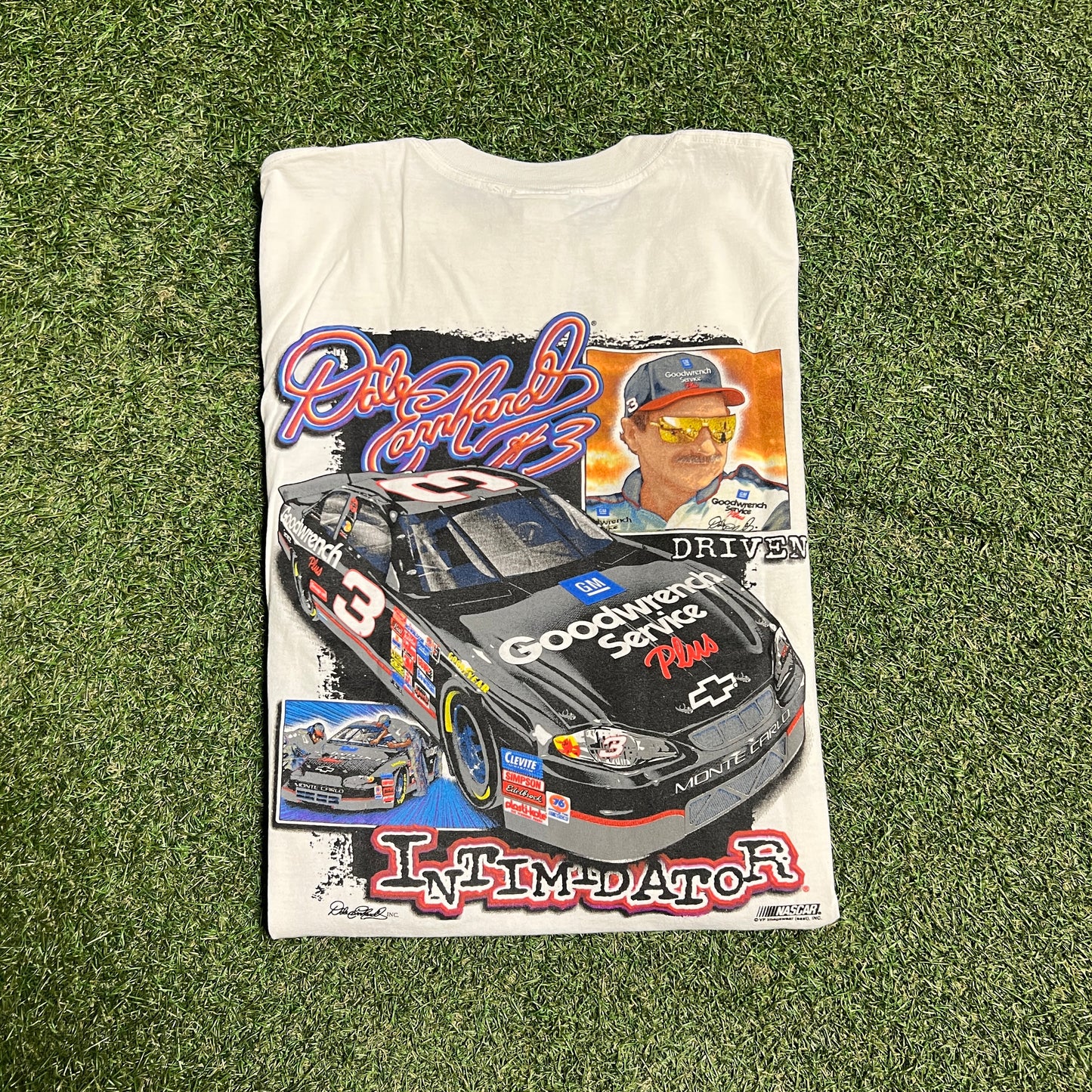 1990s Dale Earnhardt The Intimidator The Champ The Man White Tee Size Large USED v16267