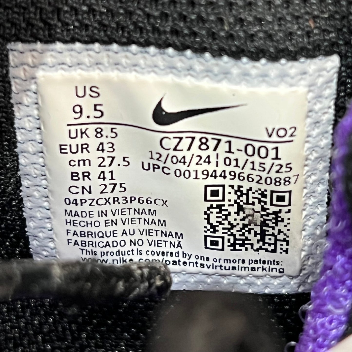 Nike Air Max 2 CB Black White Purple (2020) Size 9.5 USED s21165