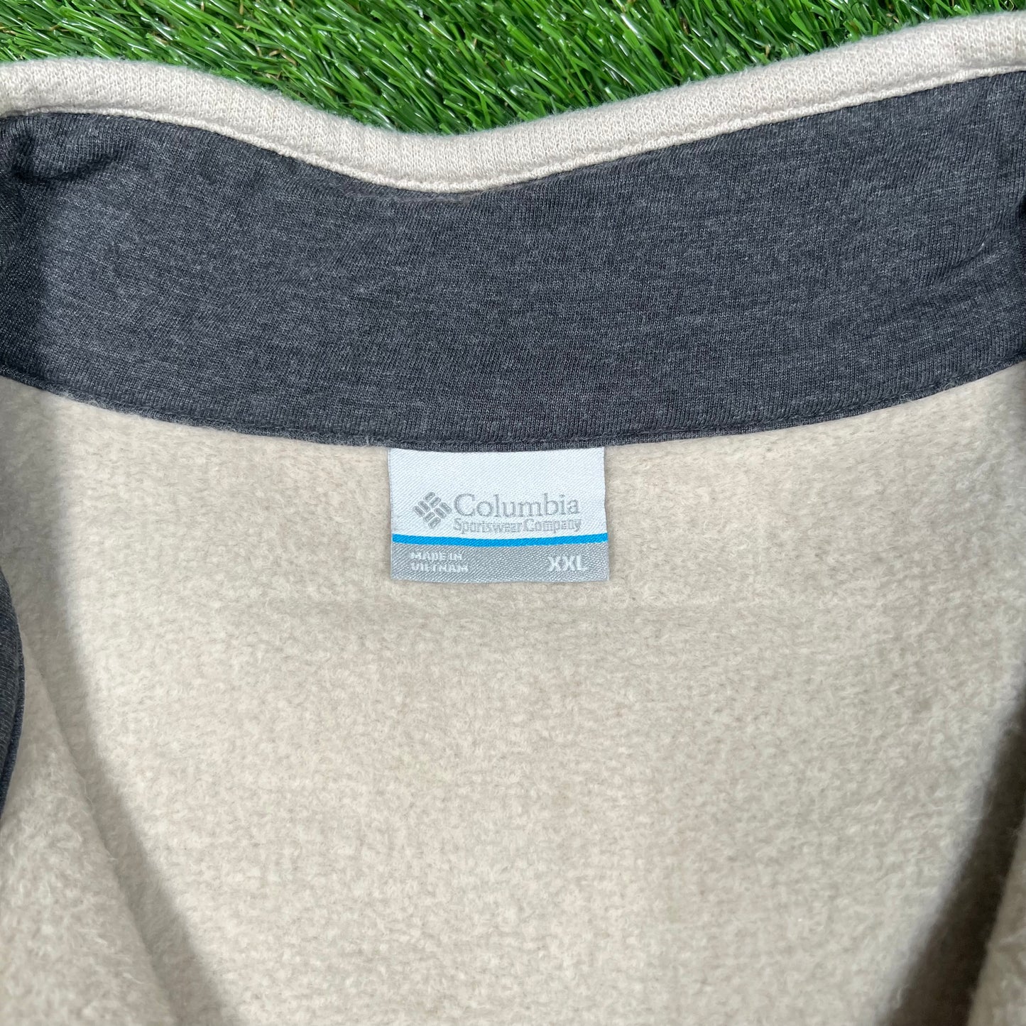 Columbia Cream Quarter-Zip Fleece Size XXL USED v17898