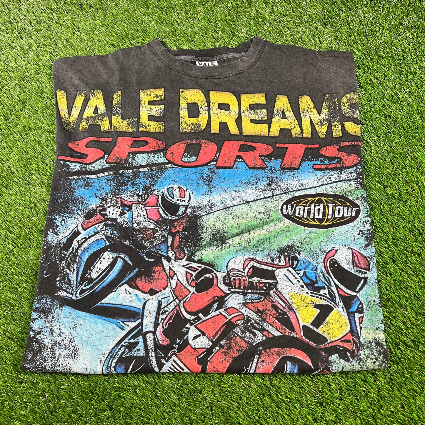 Vale Dreams Sport Moto Washed Black Tee Size Large NEW x14460
