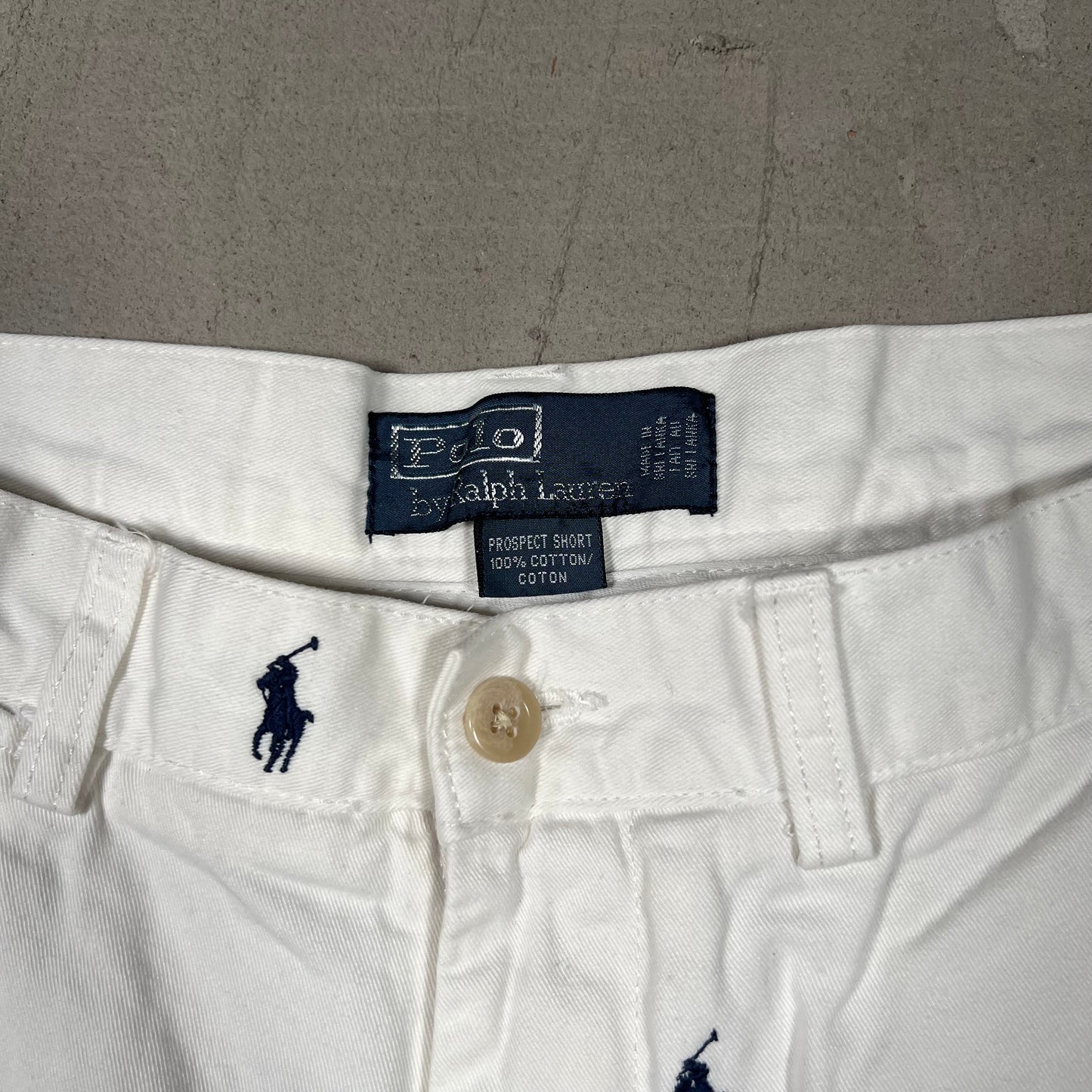 Y2K Polo Ralph Lauren White Horse Logo Shorts Size 32 USED v19201