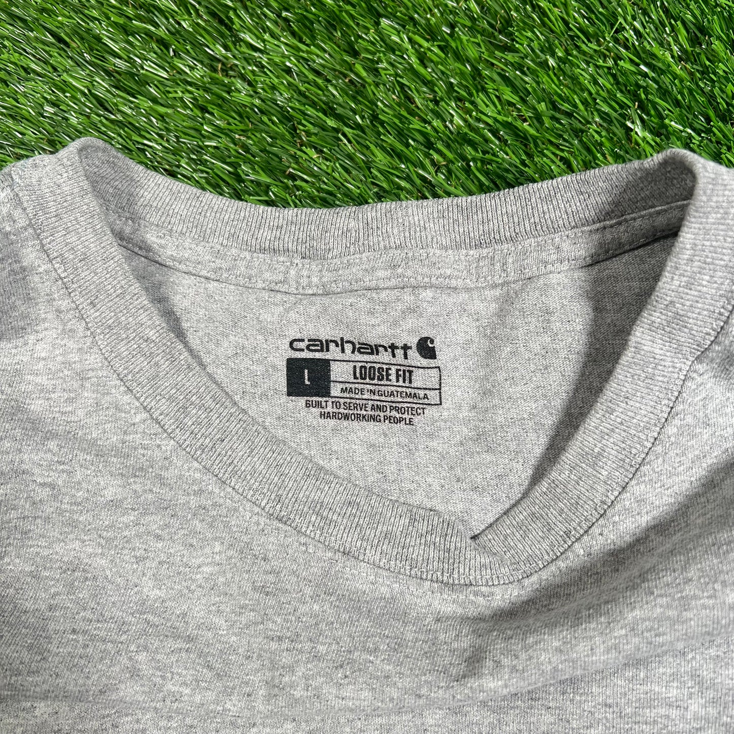 Carhartt Modern Logo Grey Tee Size Large USED v17820