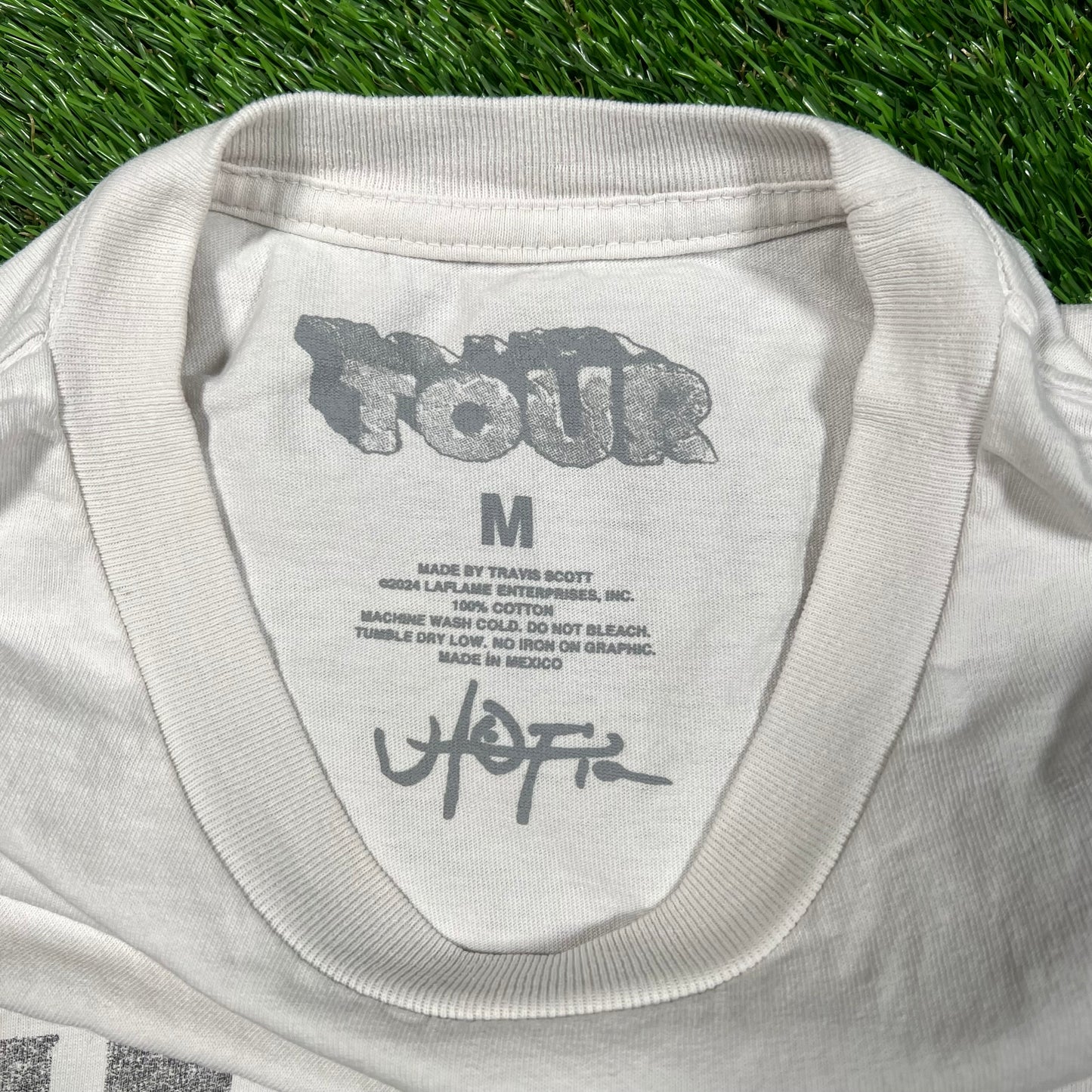 Travis Scott Circus Maximus "Tournee" Cropped White Tee Size Medium USED x15288