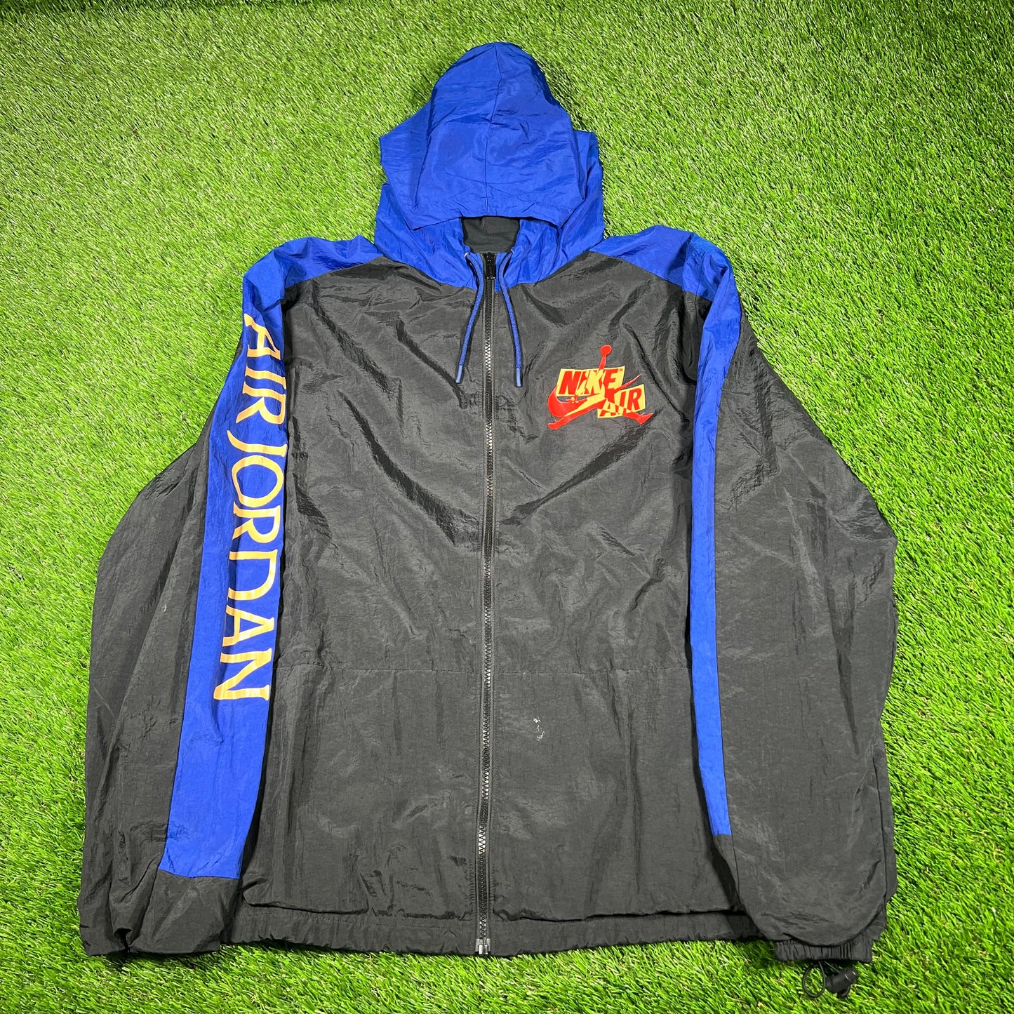 Nike Air Jordan Modern Black/Blue Zip Up Light Jacket Size Large USED v16911