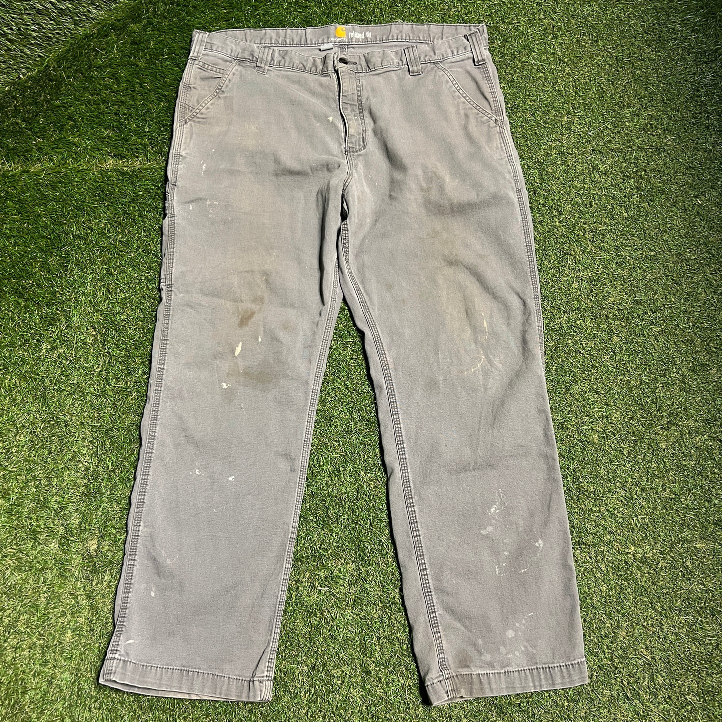 Carhartt Washed Grey Work Pants Size 40x30 USED v16374