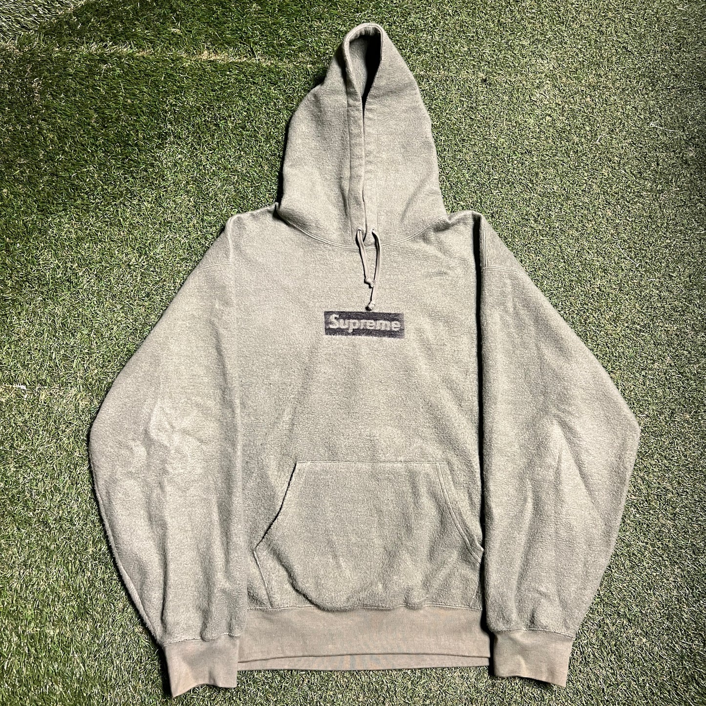Supreme Box Logo Inside Out Green Hoodie Size XL USED x8482
