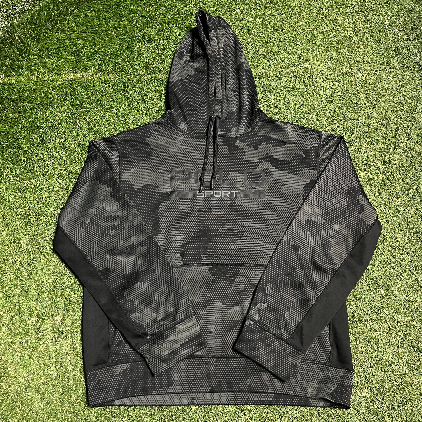 Polo Sport Grey/Black Modern Camo Hoodie Size Medium USED v16478