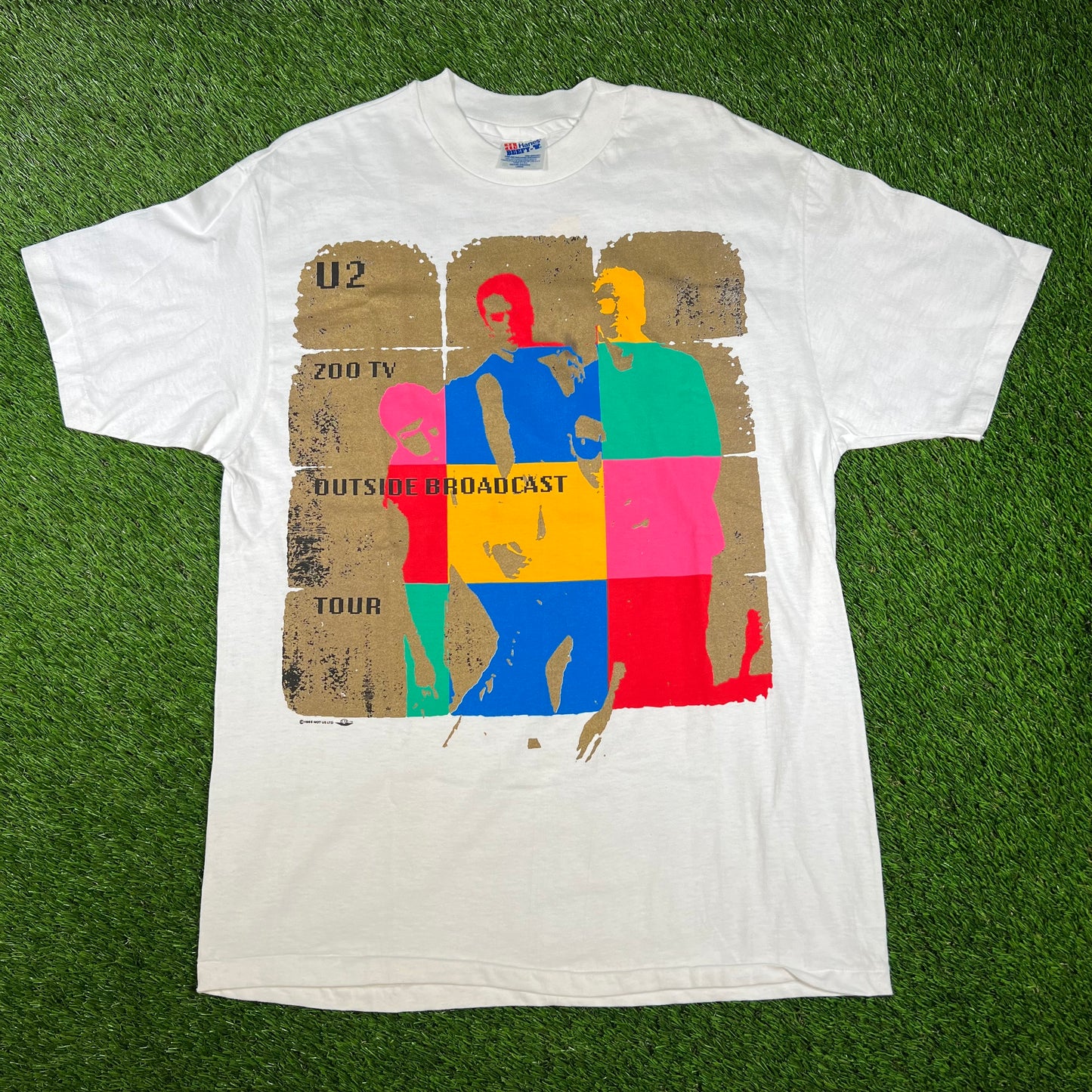 1992 U2 Outside Broadcast Tour White Tee Size Large USED v16612