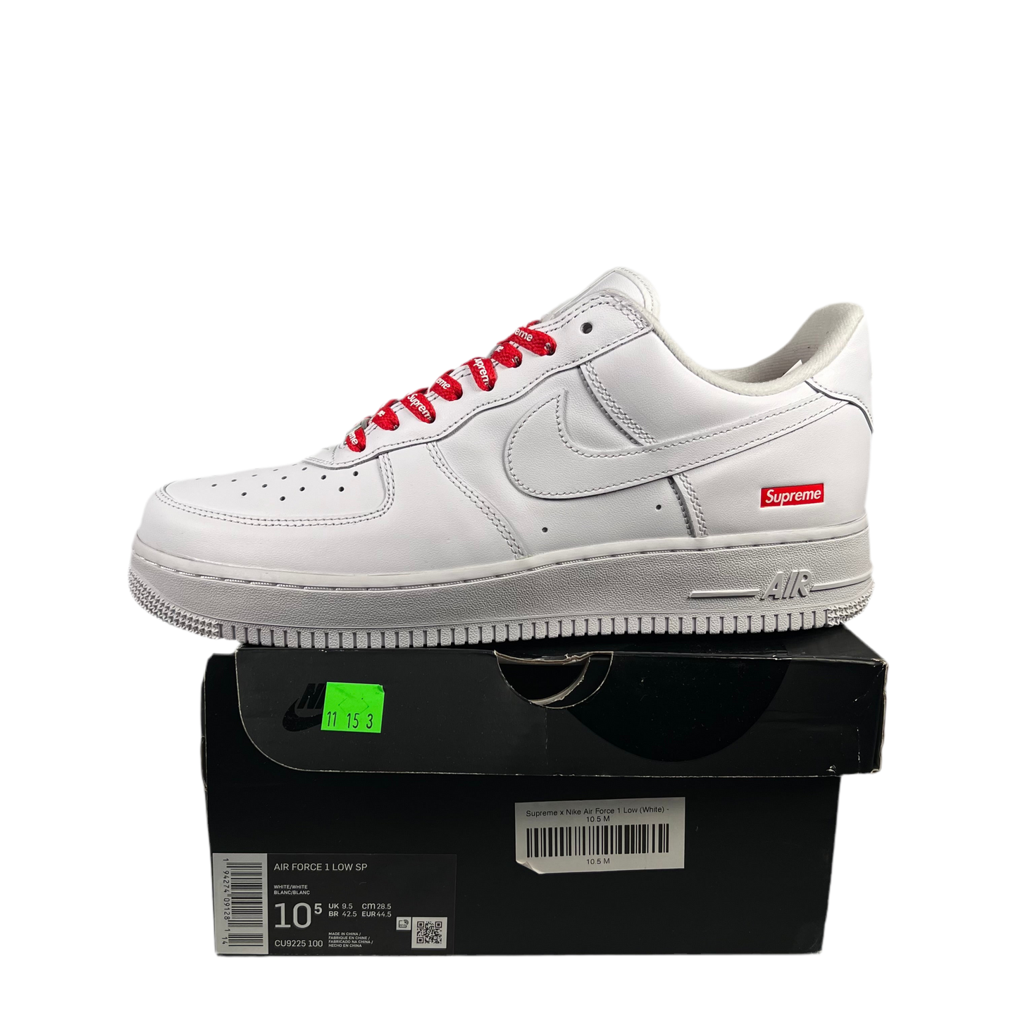Nike x Supreme Air Force 1 Low White (2020) Size 10.5 USED s18509