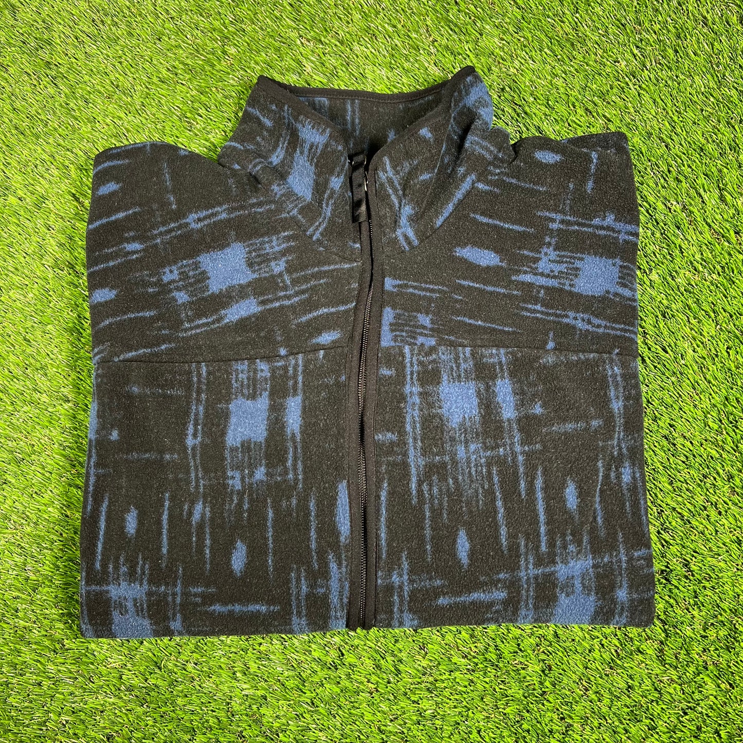 1990s Nike ACG Blue/Black Retro Print Fleece Size XL USED v16685