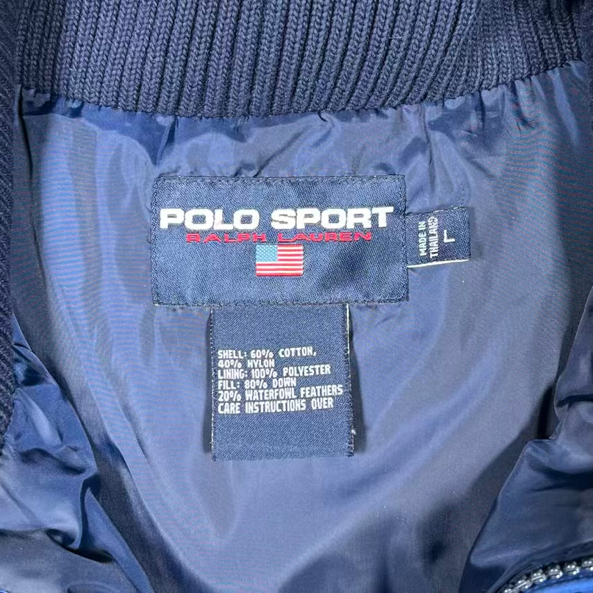 1990s Polo Sport Ralph Lauren Blue Puffy Zip Up Jacket Size Large USED v20272
