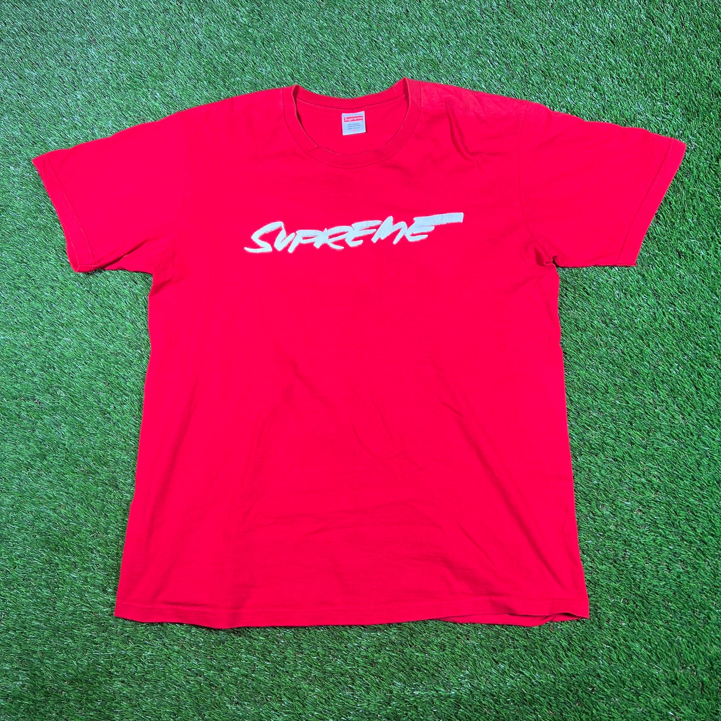 Supreme Red Futura Logo Tee (2020) Size Medium USED x14932