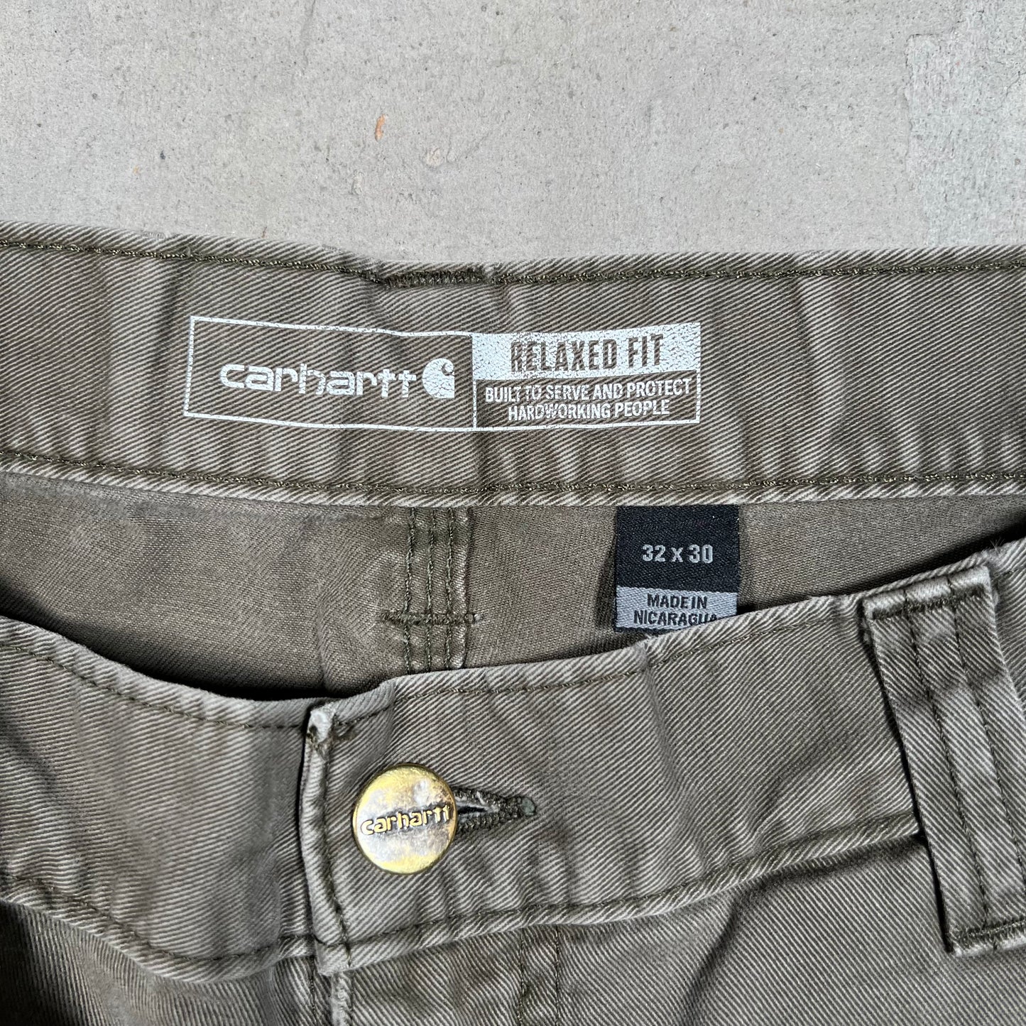 Y2K Carhartt Olive Painter Pants Size 32 USED v19542