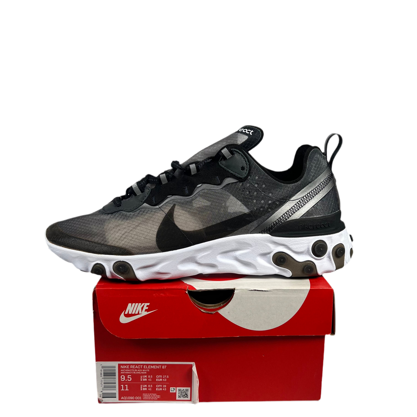 Nike React Element 87 Anthracite Black Size 9.5 NEW s17966