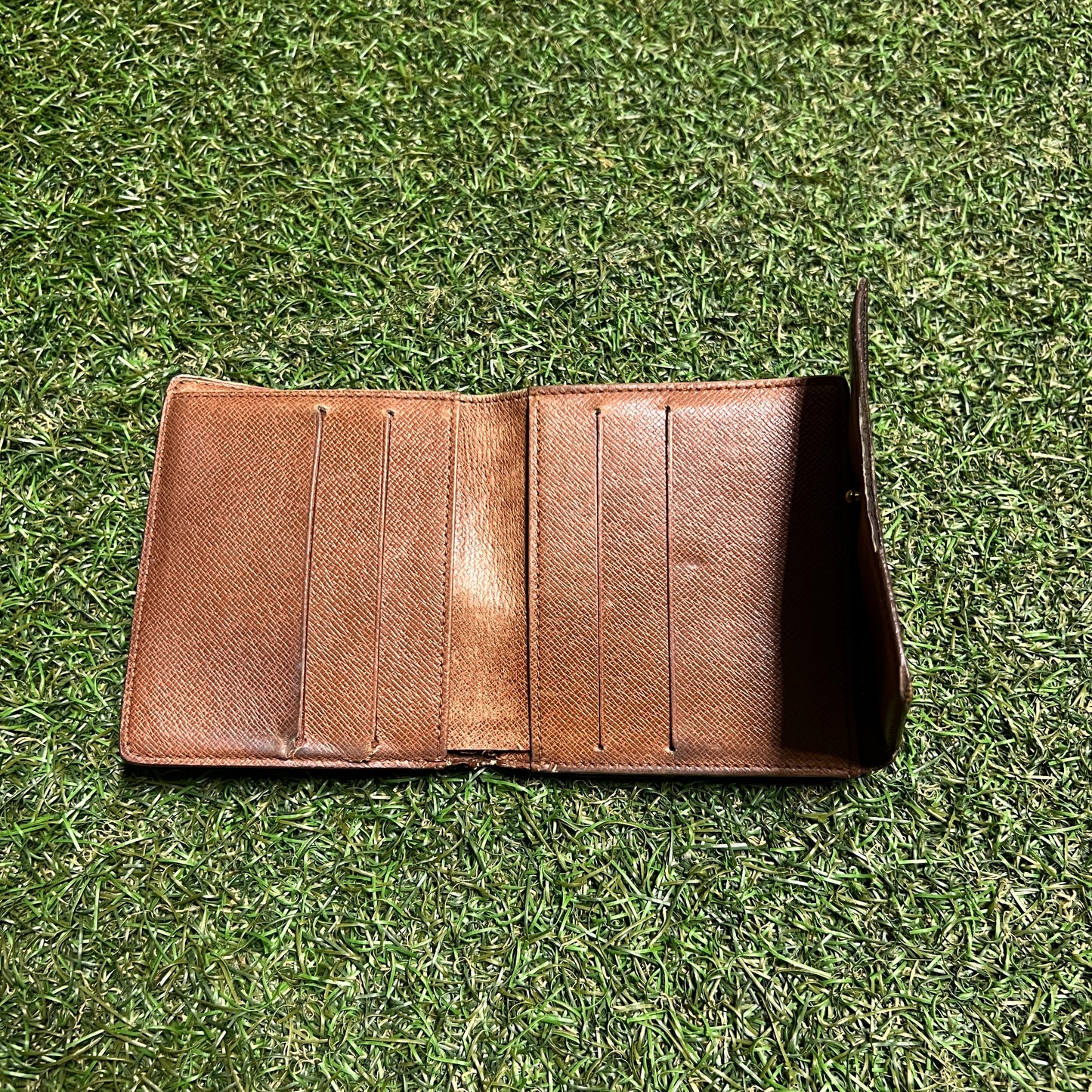 1990s Louis Vuitton Monogram Porte Monnaie Billets Brown Wallet USED x14070