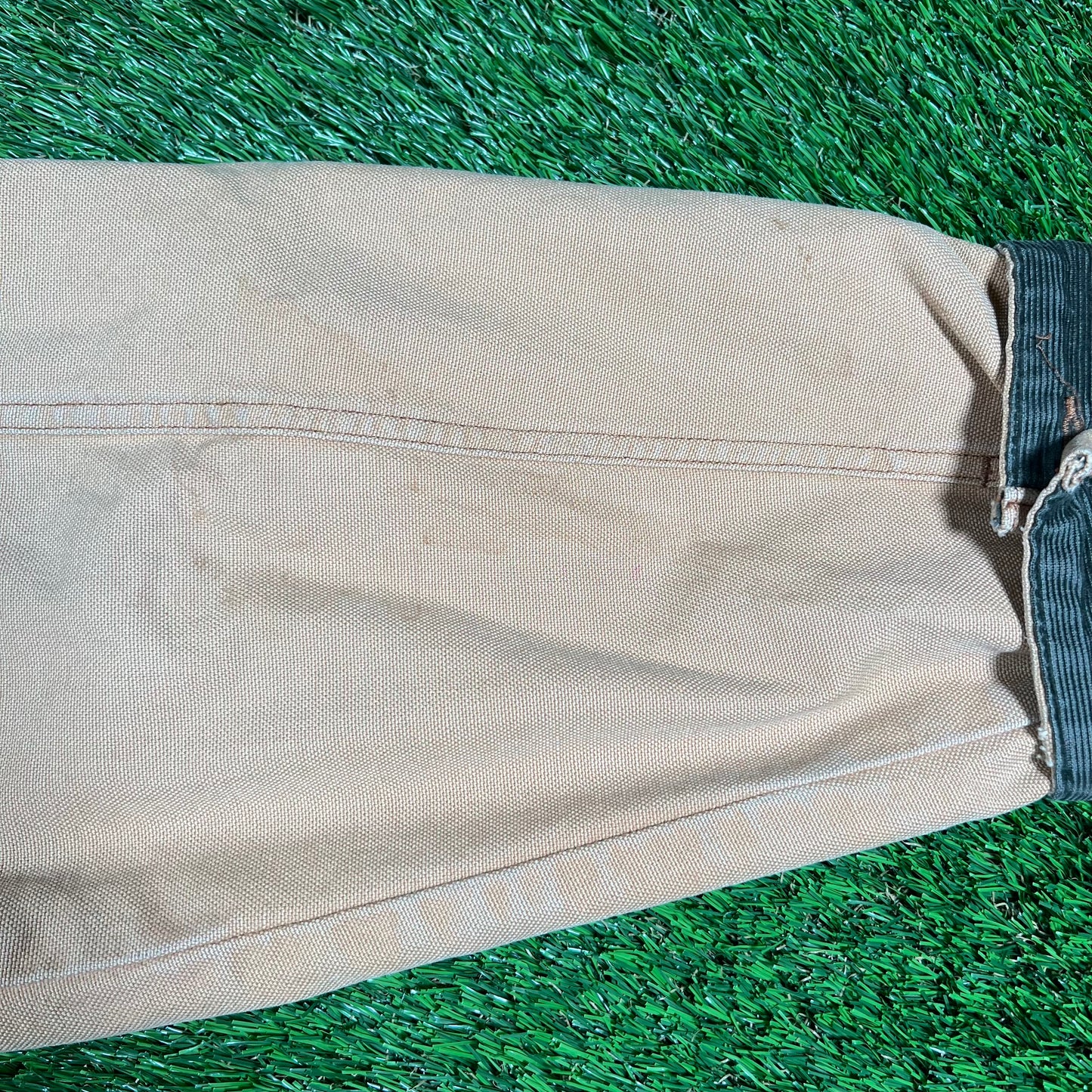 1990s LL Bean Beige Corduroy Button Green Collar Up Jacket Size Large USED v9392