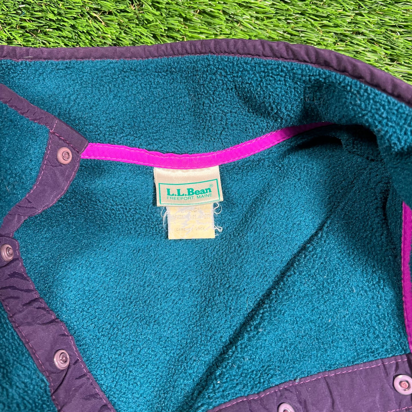 1990s LL Bean Stowe Ski School Aqau Fleece Size Medium USED v18337