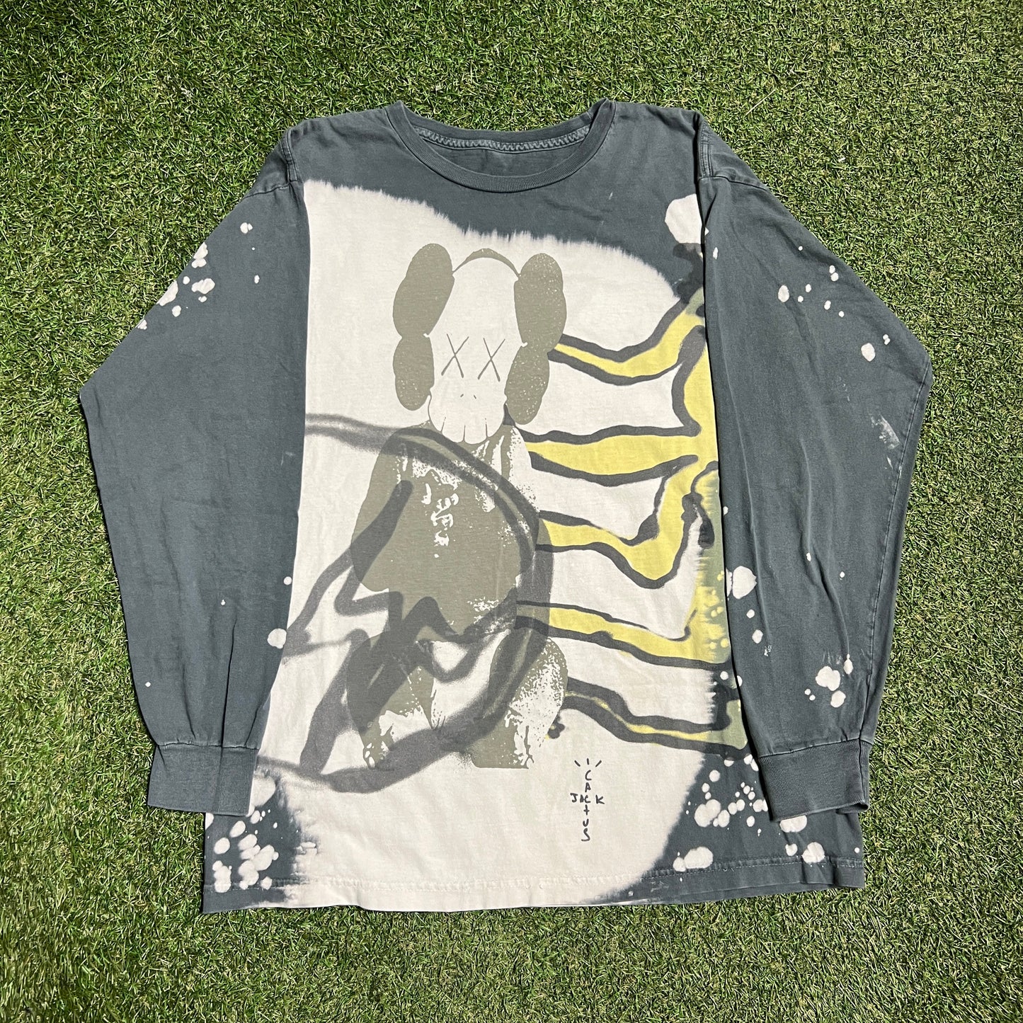 Travis Scott Cactus Jack X Kaws Fragment of Your Imagination Grey Tee Size XL USED x13605