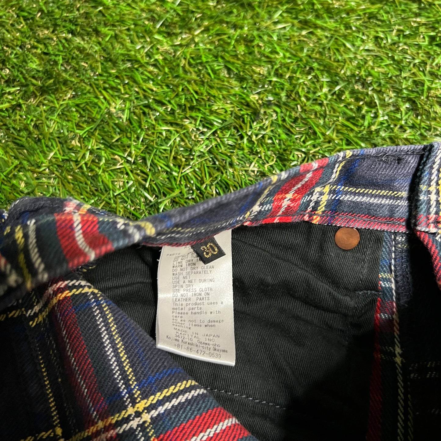 Kapital Plaid Studded Trousers Size 30 USED x14157