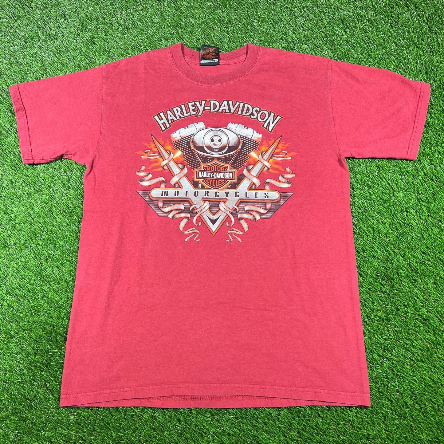 1998 Harley Davidson New Found Land Canada Red Tee Size Medium USED v16794