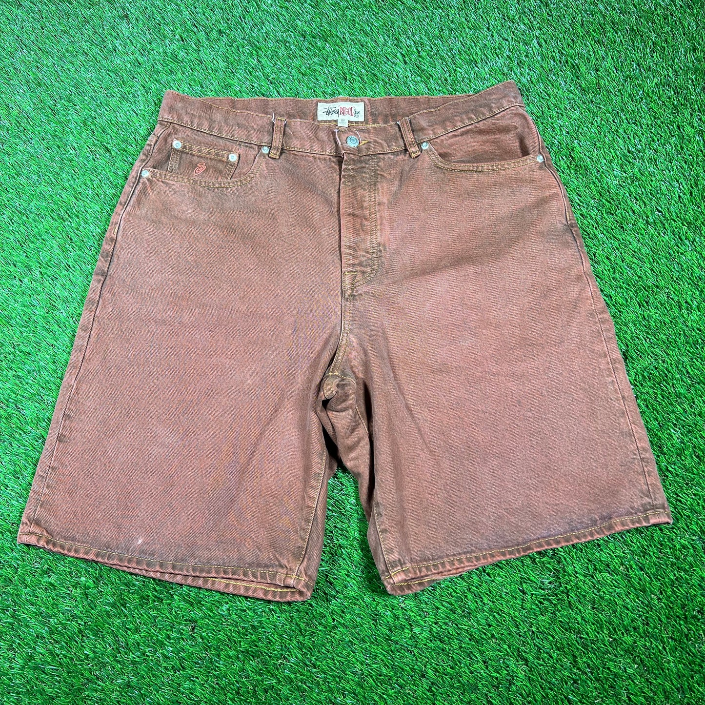 Stussy Bigol Jean Shorts Red Shorts Size 34 USED x14699