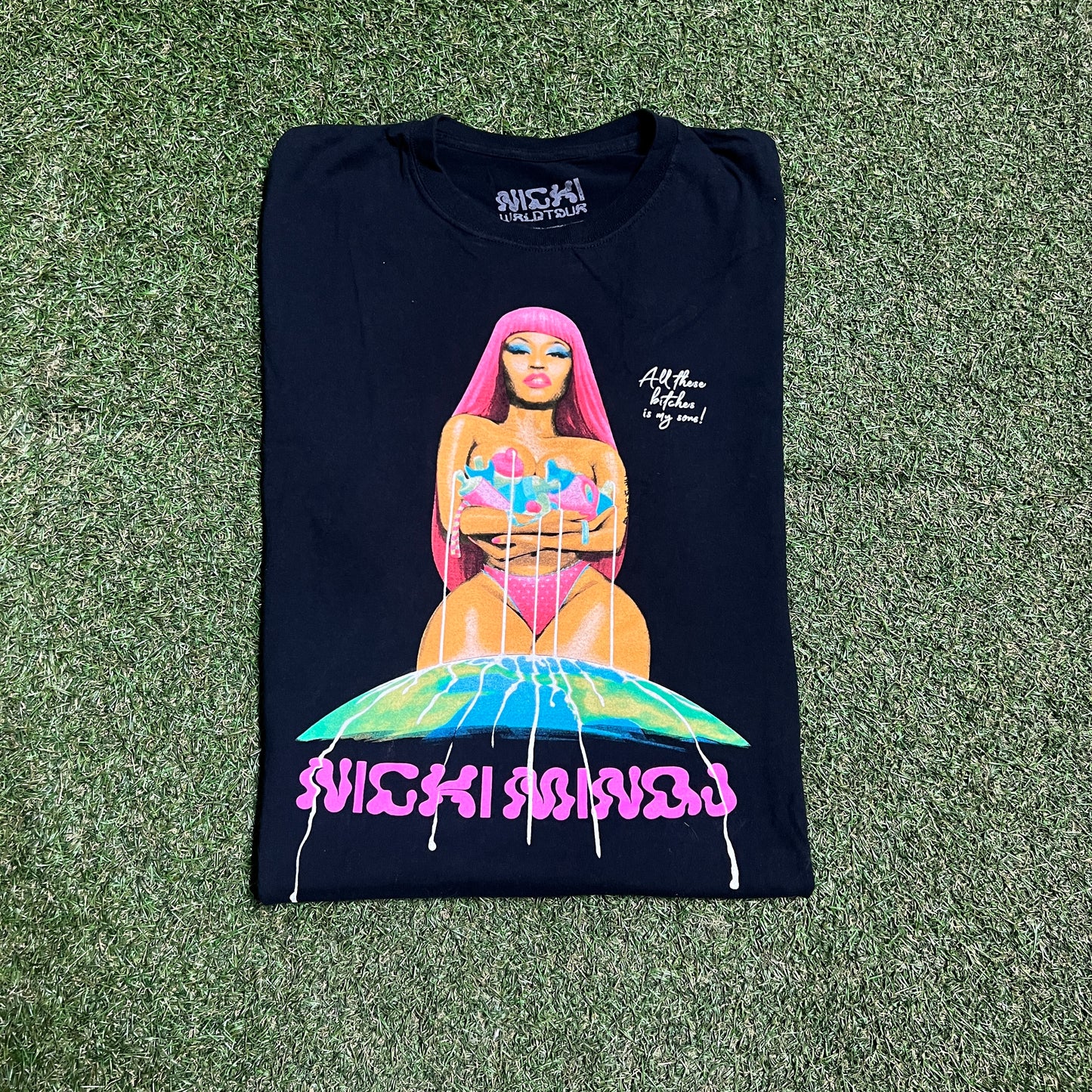 Nicki Minaj 2019 World Tour Black Tee Size XL USED x13619