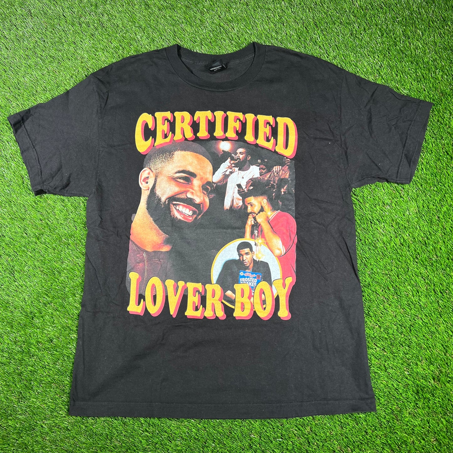 Drake Certified Lover Boy Rap Style Black Tee Size Large USED x14623