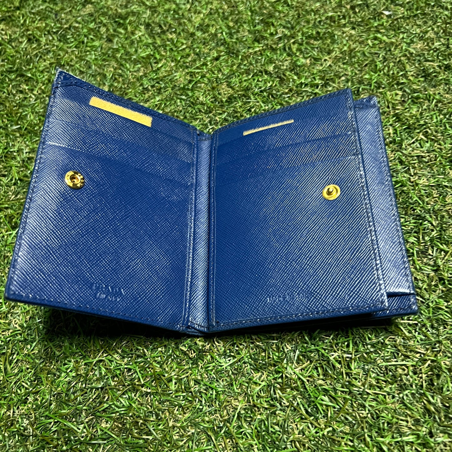 Y2K Prada Blue Nylon Fold Wallet USED x13984