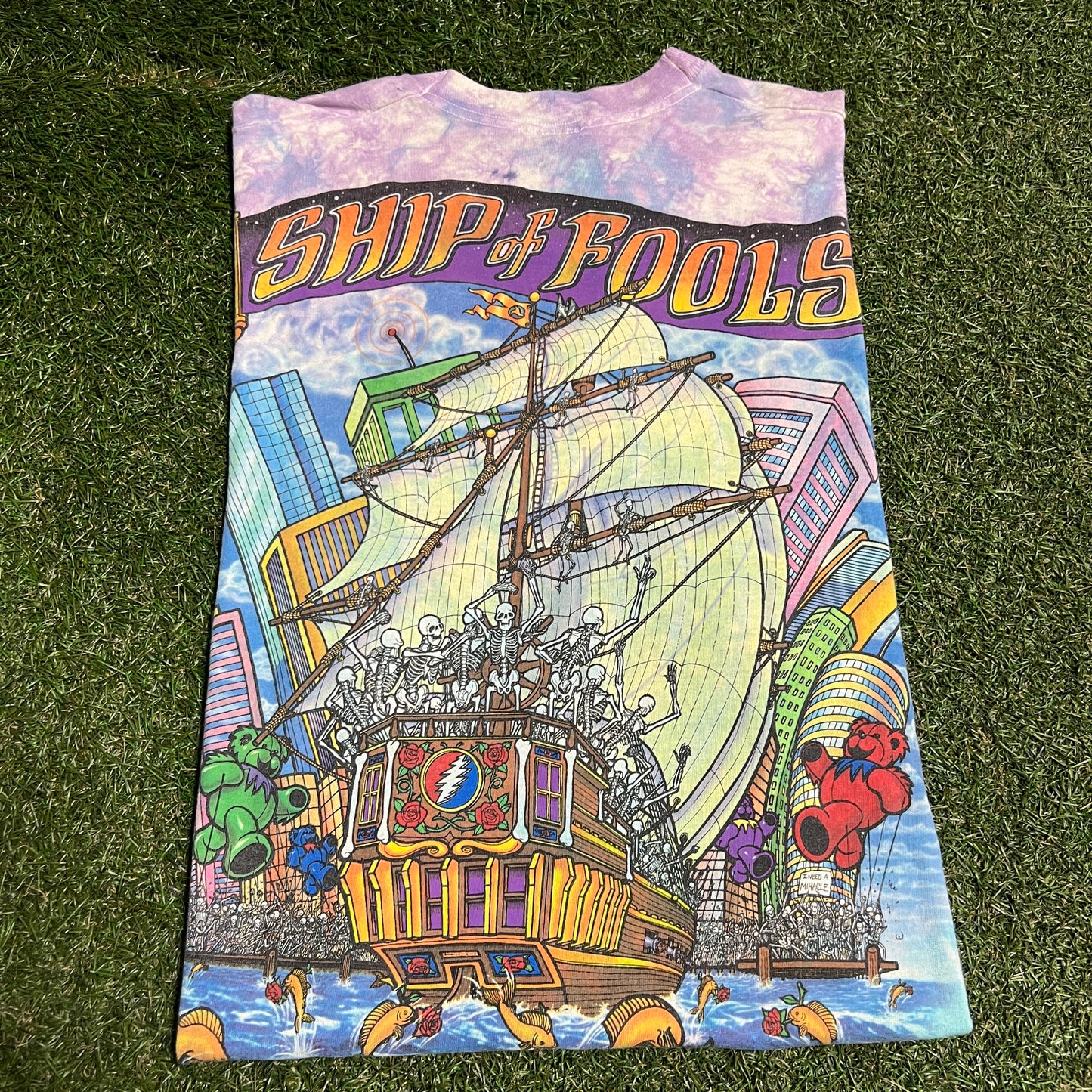1993 Grateful Dead "Ship of Fools' Sailing Tie Dye Tee Size XL USED v16367