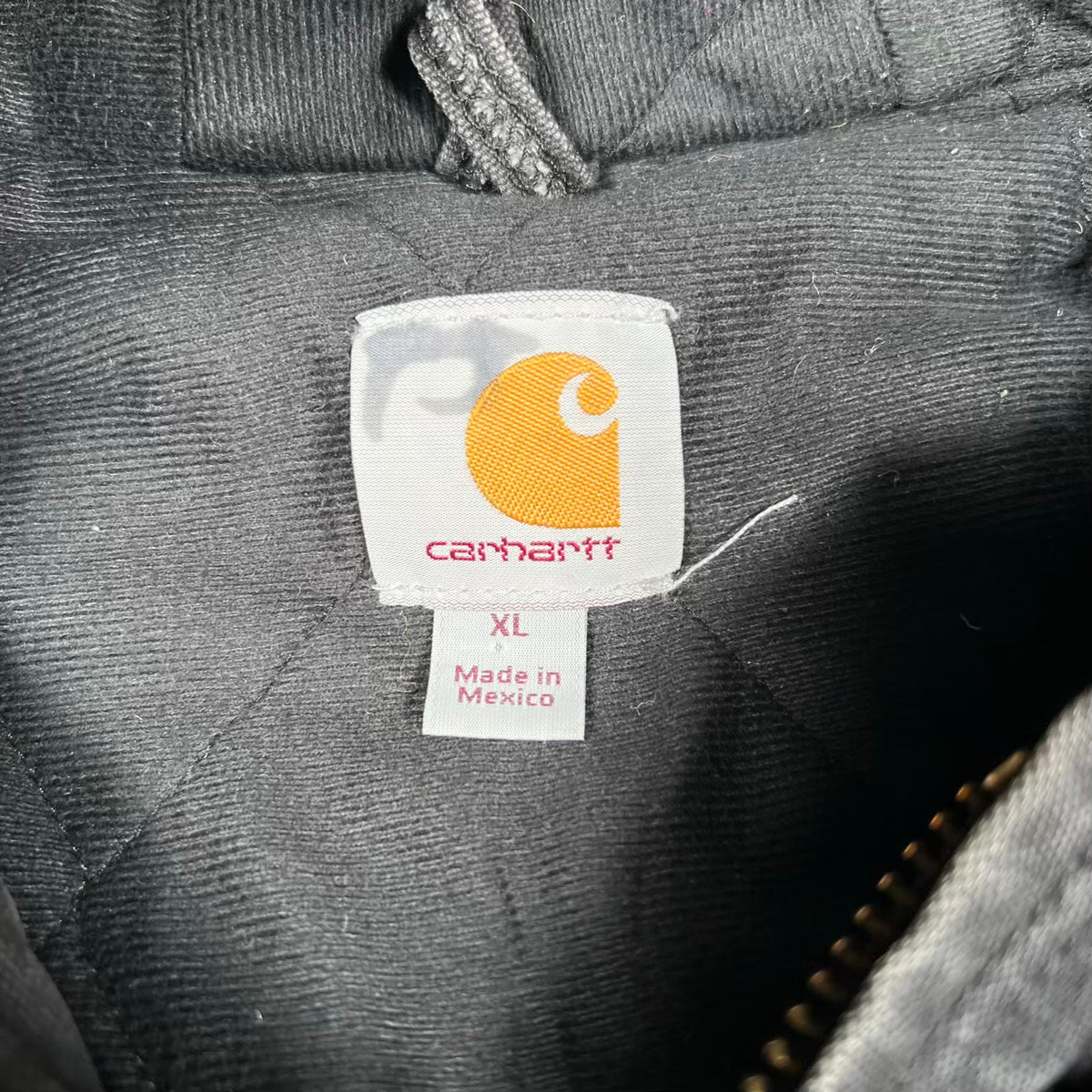 Y2K Carhartt Washed Black Active Hooded Jacket Size XL USED v20265