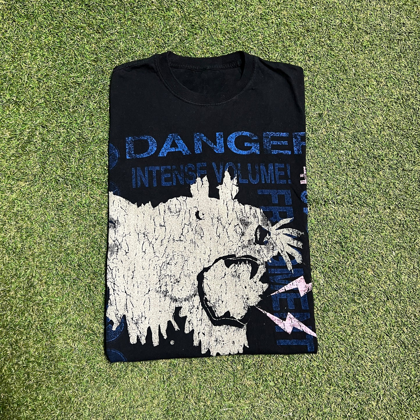 Travis Scott Fragment "Danger" Black Tee Size Large USED x13679