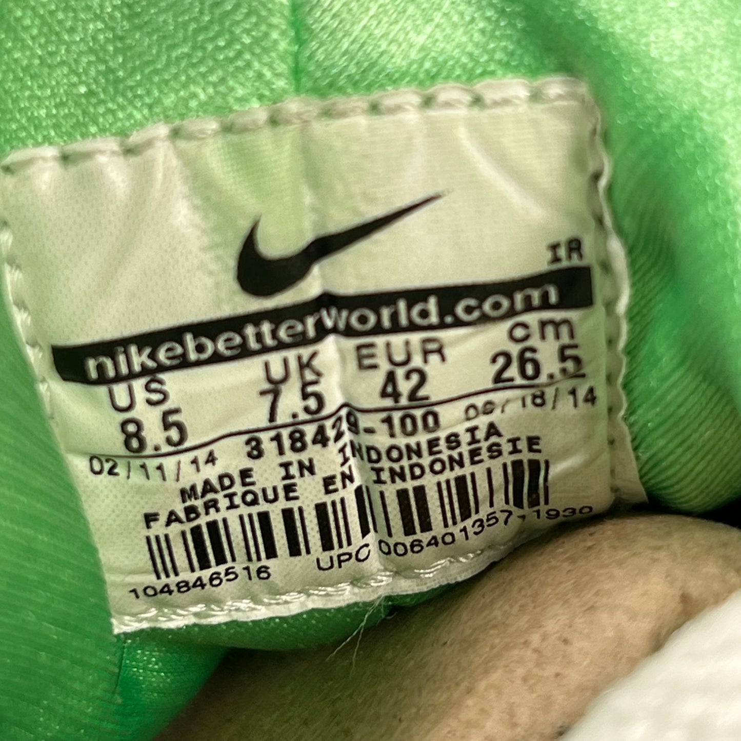Nike Air Hurache Scream Green (2014) Size 8.5 USED S17747
