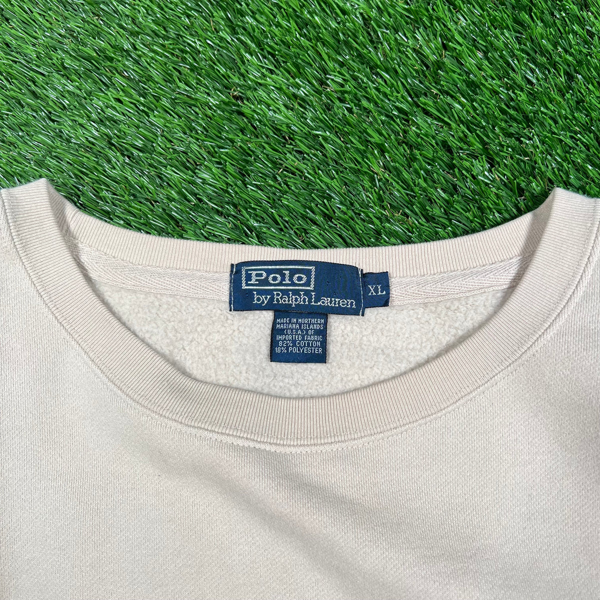 1990s Polo Ralph Lauren Cream Crewneck Size XL USED v17960