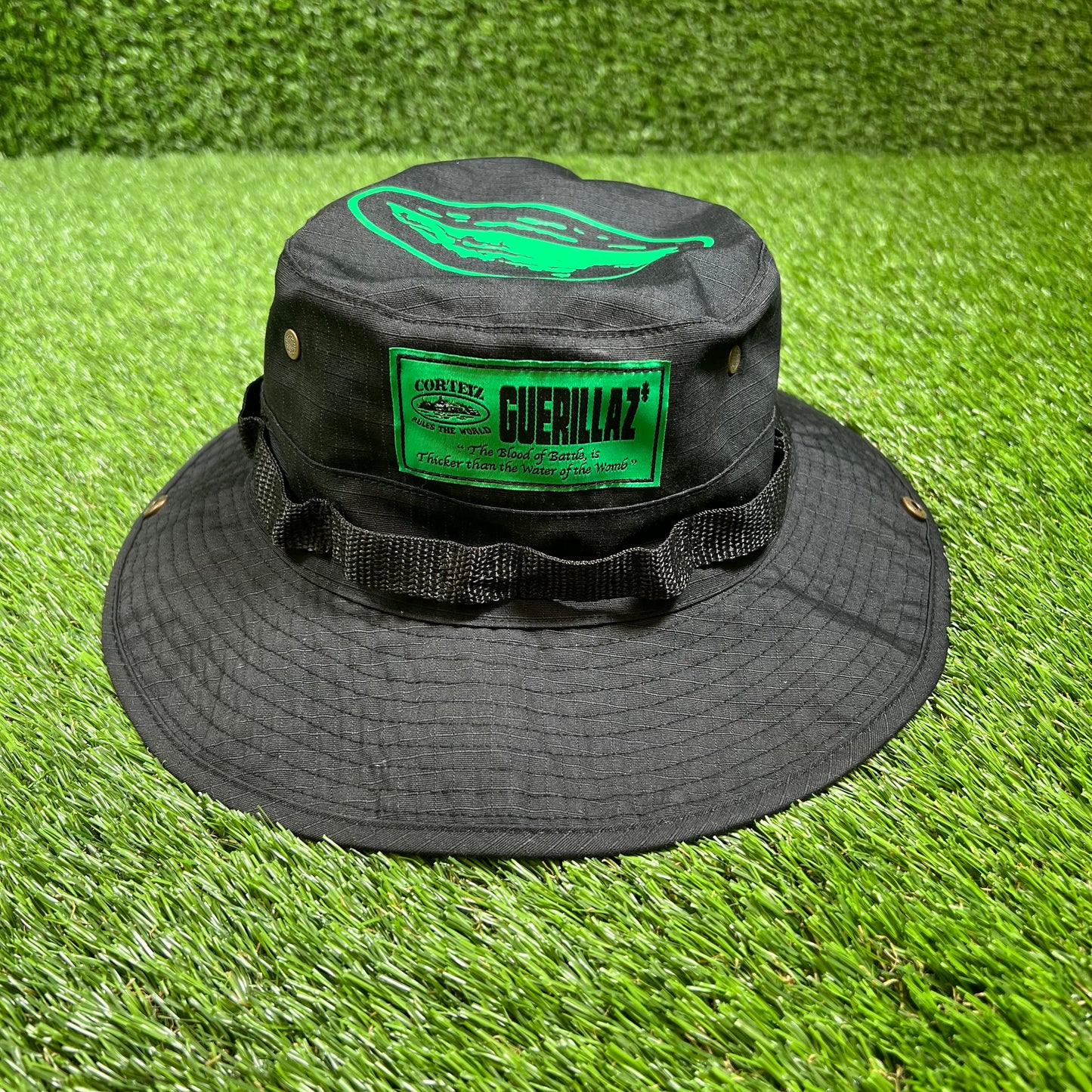 Corteiz Guerillaz Bucket Hat Black One Size USED X13798