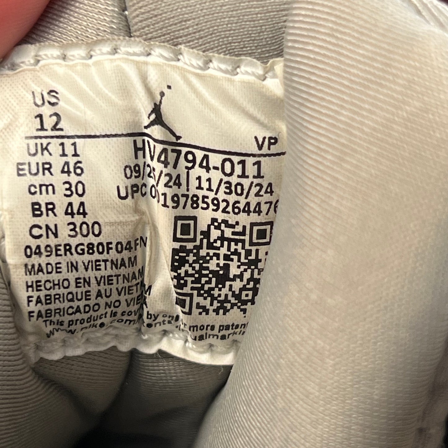 Jordan 9 Cool Grey (2024) Size 12 USED s21709