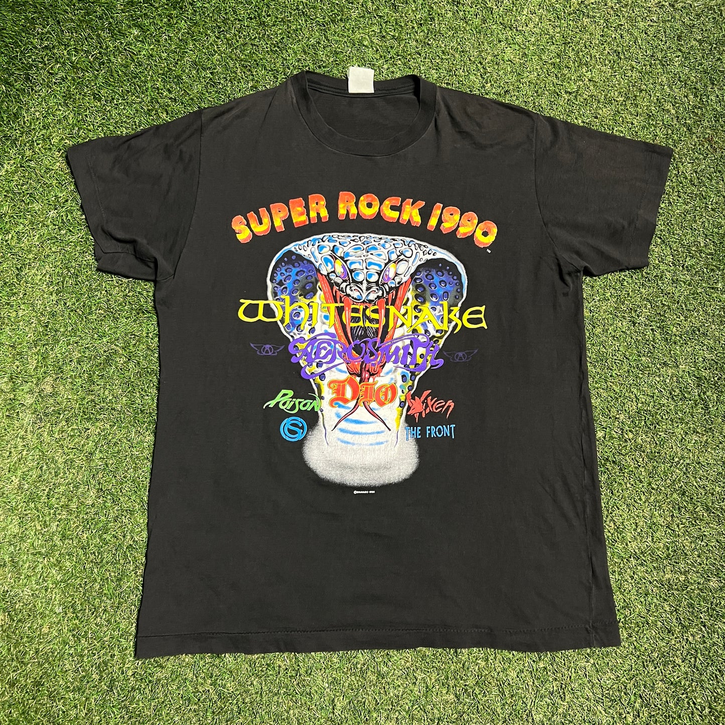 1990 Super Rock Music Fest Black Tee Size XL USED v16072