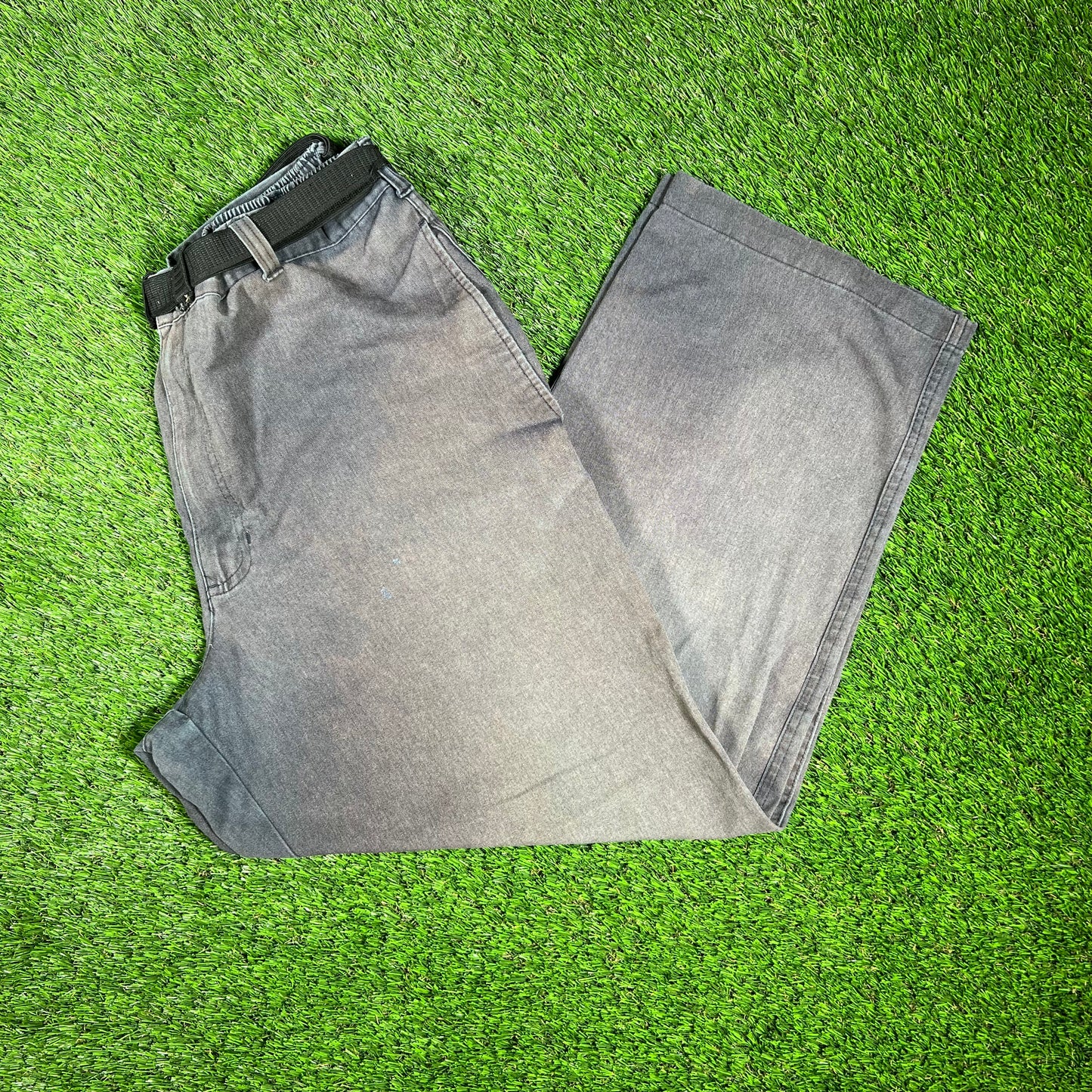 George Washed Navy Elastic Waist Pants Size 36x29 USED v16534