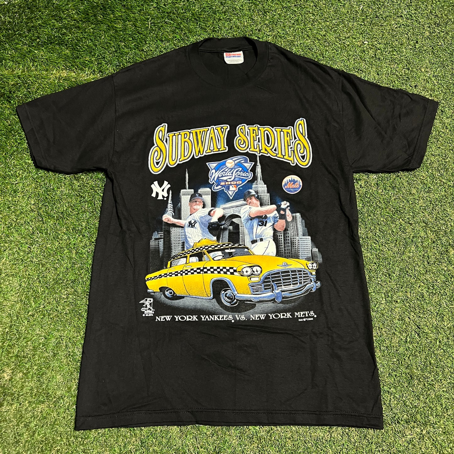 2000 Yankees Mets World Series Subway Black Tee Size Medium USED v16472