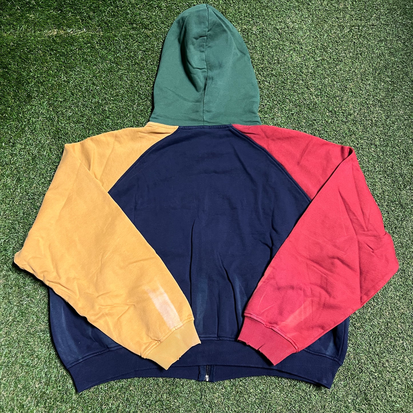 GV Gallery Raspberry Color Block Zip Up Navy Hoodie Size Medium NEW x13960